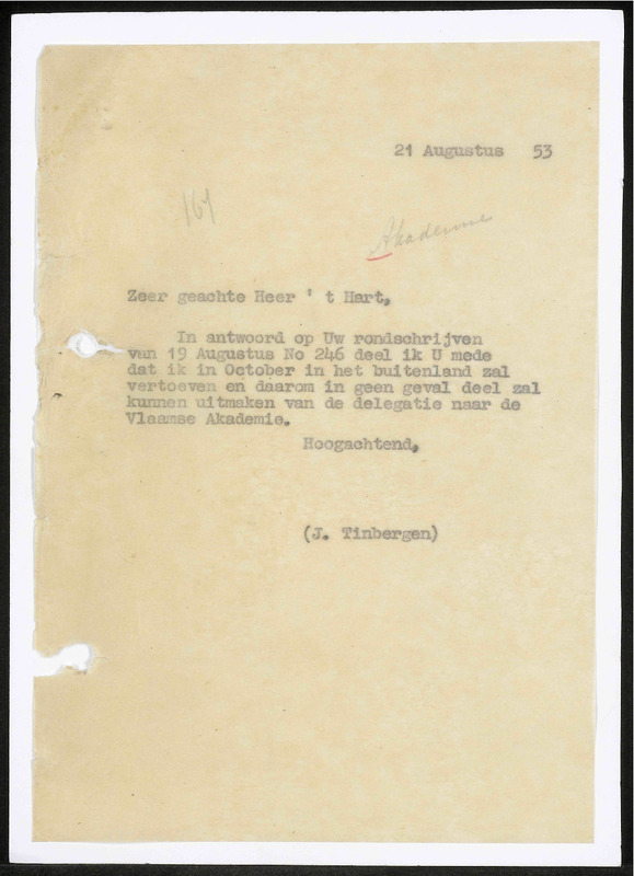 Letter to M.E. 'T Hart