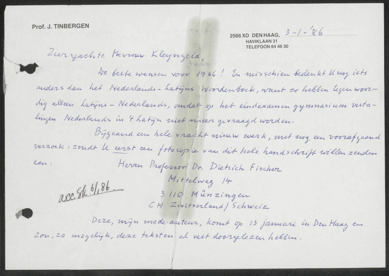 Letter to Kleijngeld
