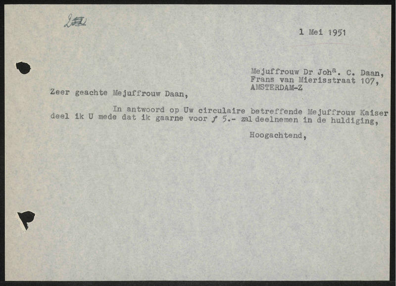 Letter to J.C. Daan