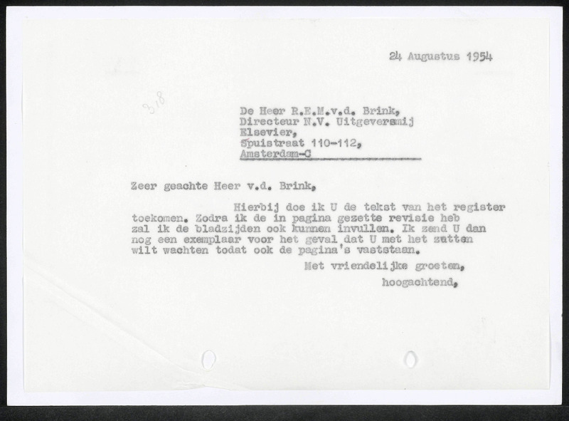 Letter to R.E.M. van den Brink