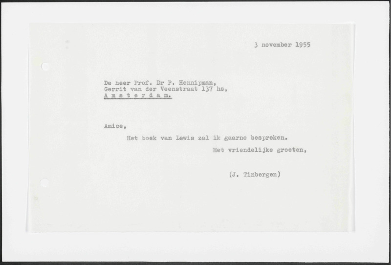Letter to P. Hennipman