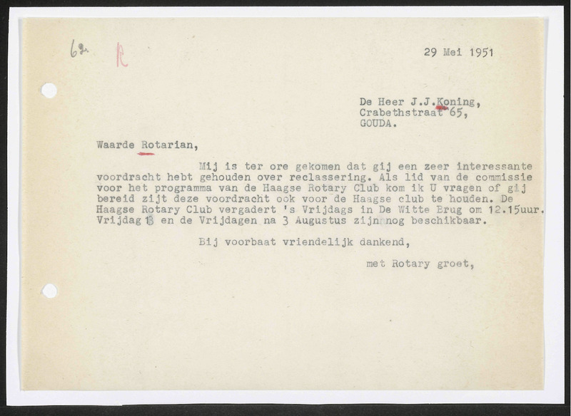 Letter to H. Koning