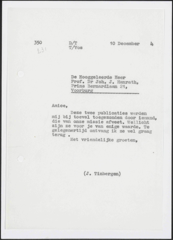 Letter to J. Hanrath