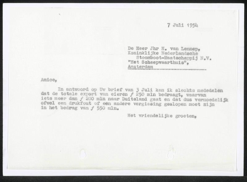 Letter to H. van Lennep