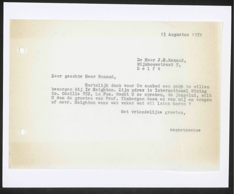 Letter to J.H. Renaud