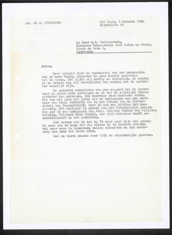 Letter to E.P. Wellenstein