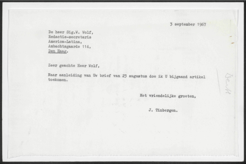 Letter to S.W. Wolf