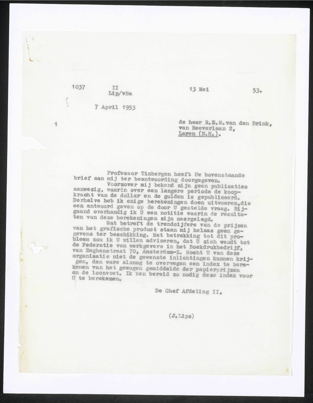 Letter to R.E.M. van den Brink