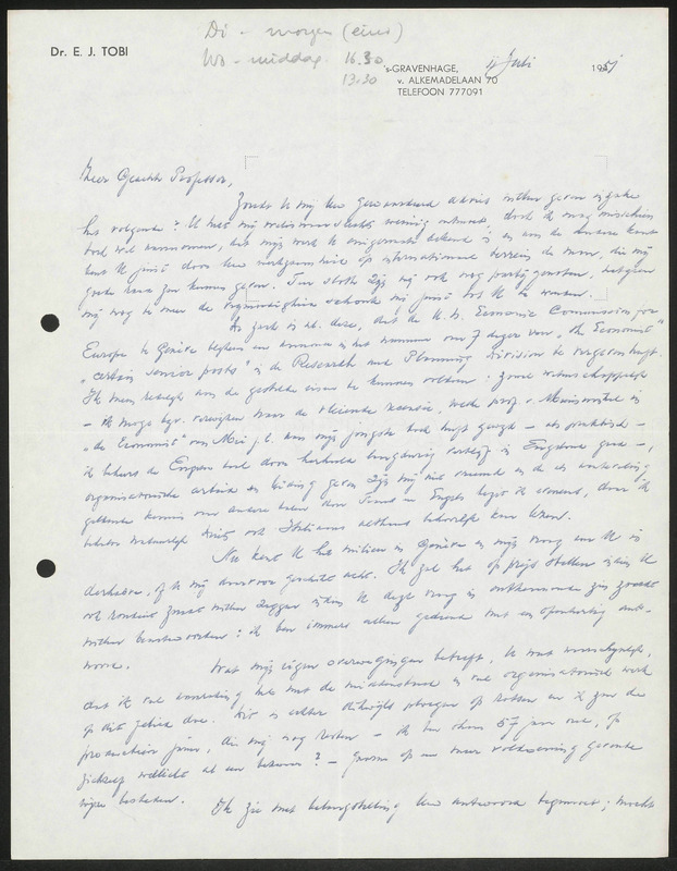 Letter to E.J. Tobi