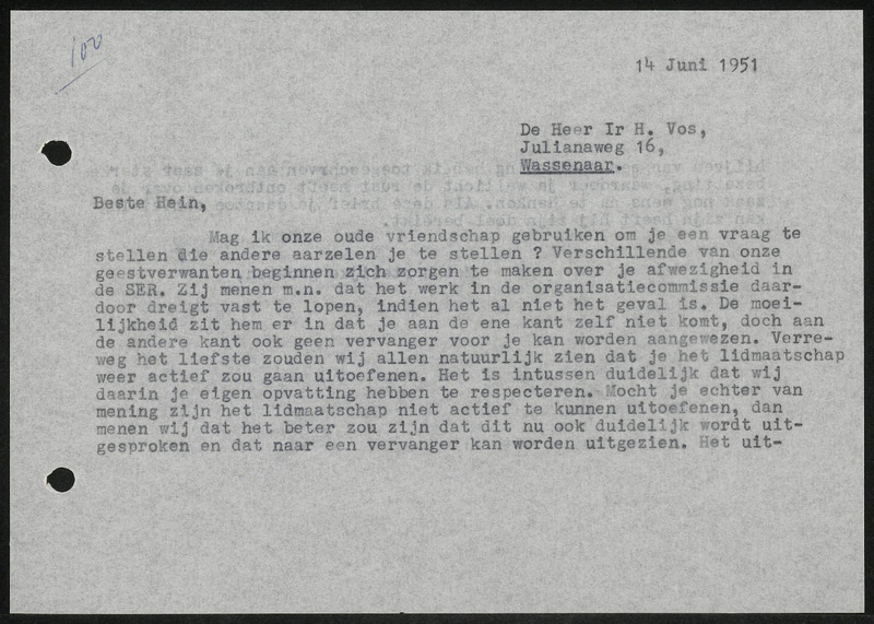 Letter to H. Vos