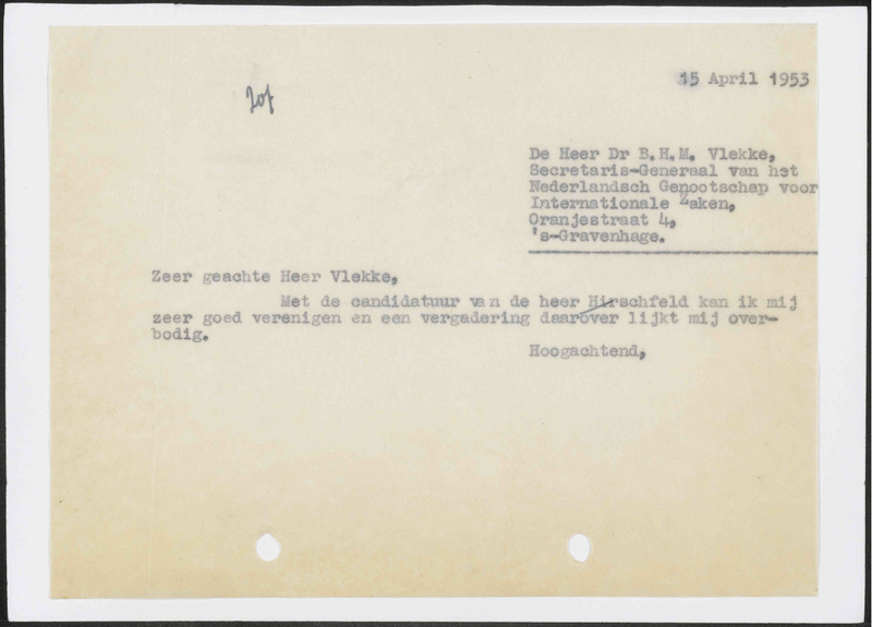 Letter to B.H.M. Vlekke