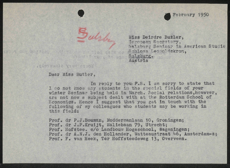 Letter to Deirdre Butler