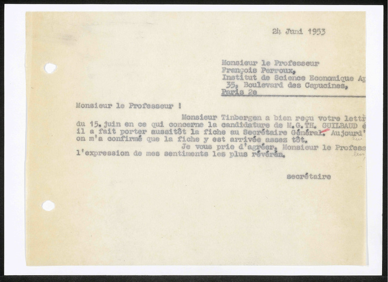 Letter to F. Perroux