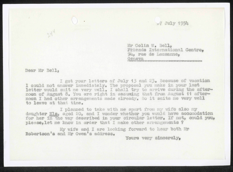 Letter to C.W. Bell