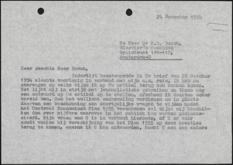 Letter to K.D. Bosch