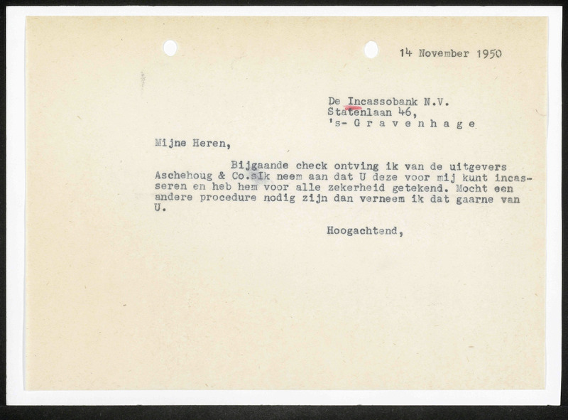 Letter to De Incassobank N.V.