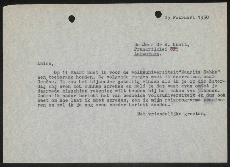 Letter to B.A. Chait