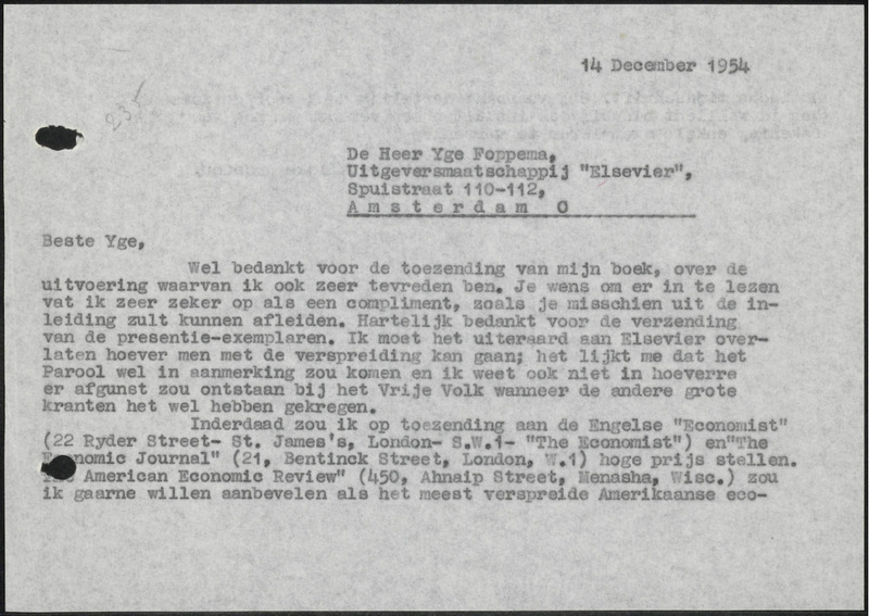 Letter to Y. Foppema