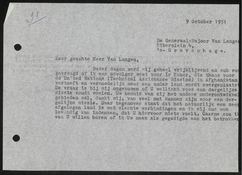 Letter to van Langen
