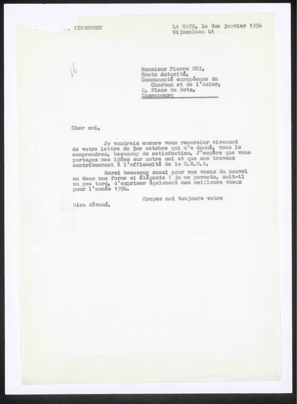 Letter to Pierre Uri