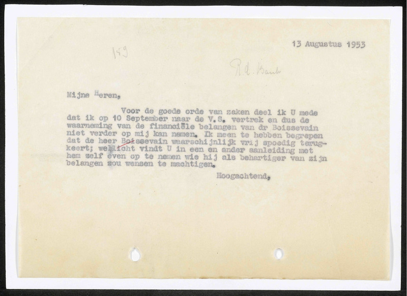 Letter to Rotterdam-Amsterdam Bank