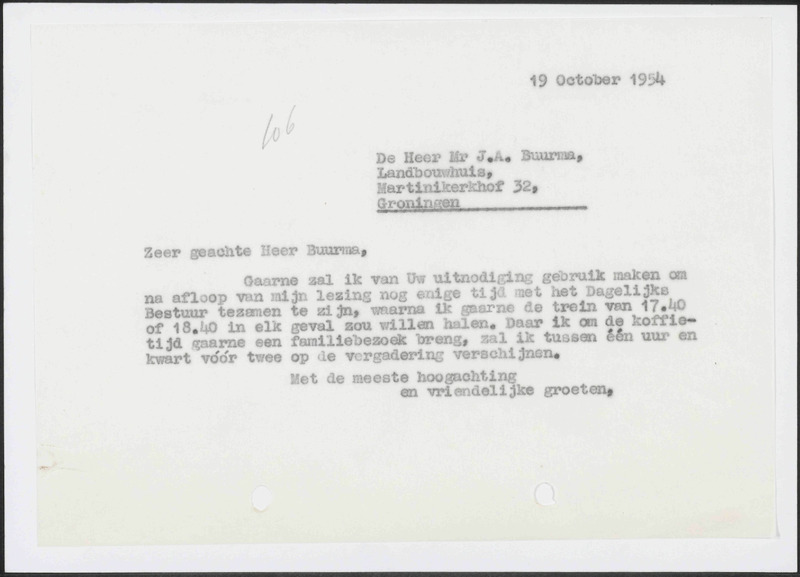 Letter to J.A. Buurma