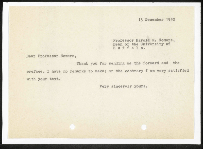 Letter to H.M. Somers