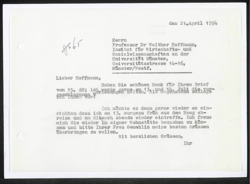 Letter to Walther Hoffmann