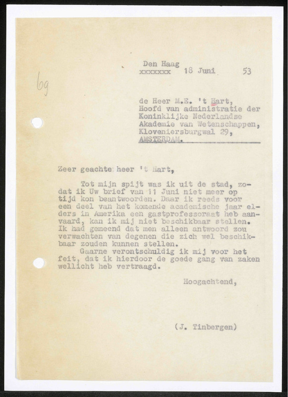 Letter to M.E. 'T Hart