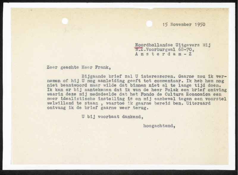Letter to M.D. Frank