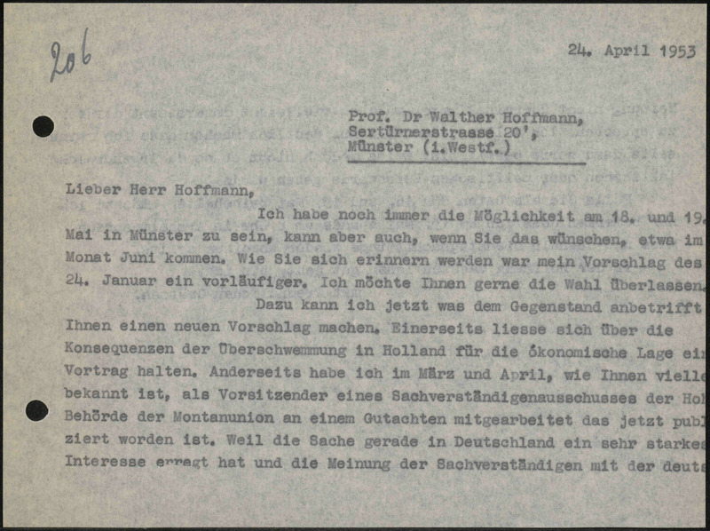 Letter to Walther Hoffmann