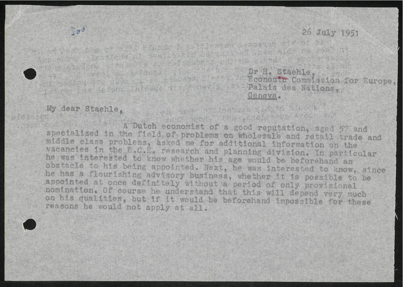 Letter to H. Staehle