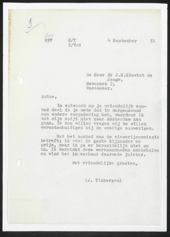 Letter to J.H. Kiewiet de Jonge