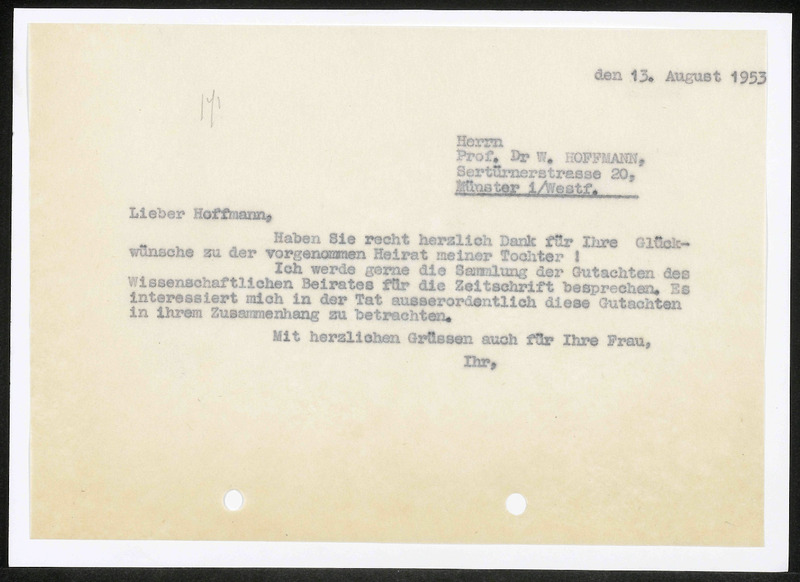 Letter to Walther Hoffmann