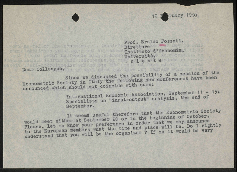 Letter to Elrado Fossati