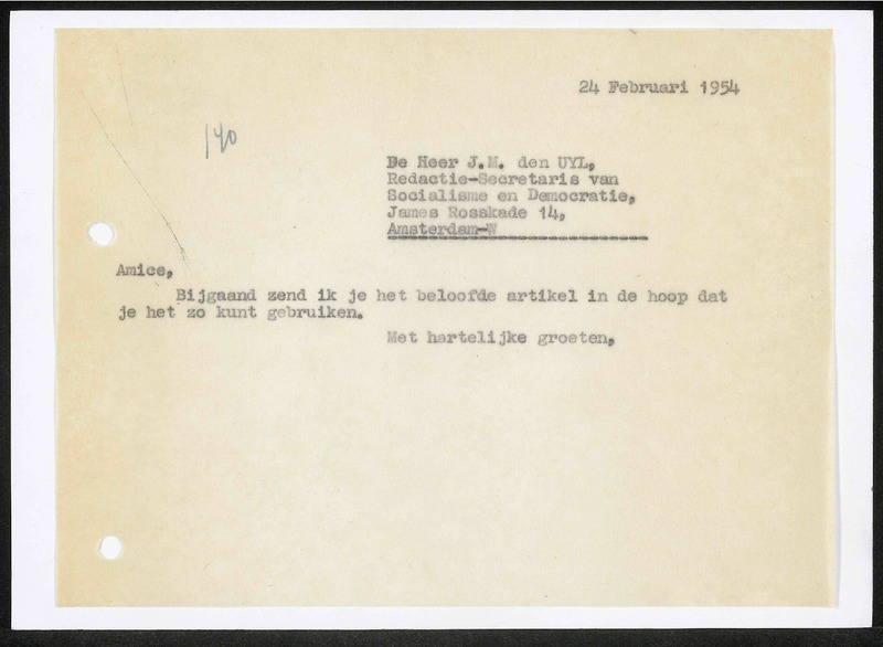 Letter to J.M. den Uyl