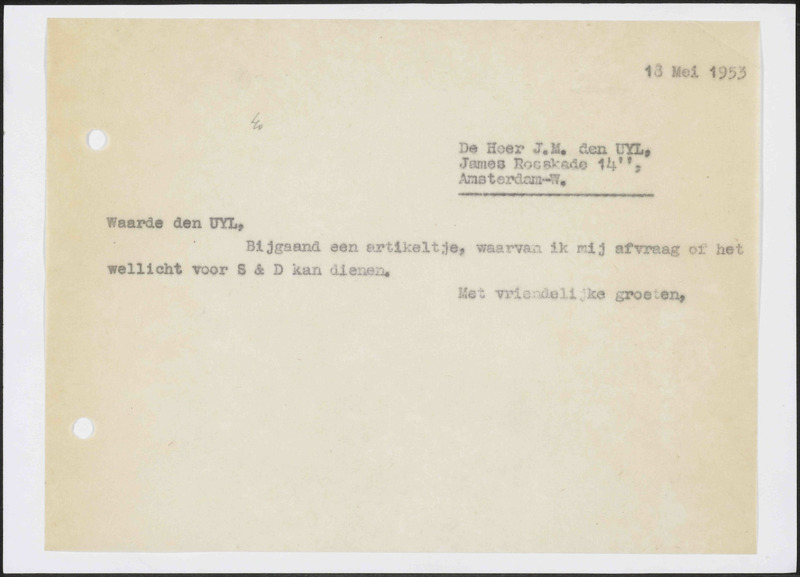 Letter to J.M. den Uyl