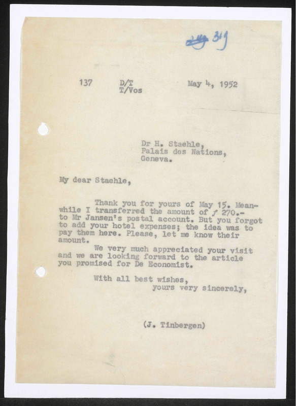 Letter to H. Staehle
