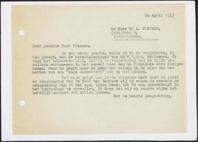 Letter to A. Plesman