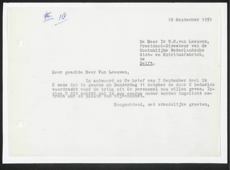 Letter to W.H. van Leeuwen
