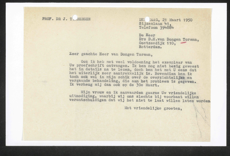 Letter to D.H. van Dongen Torman