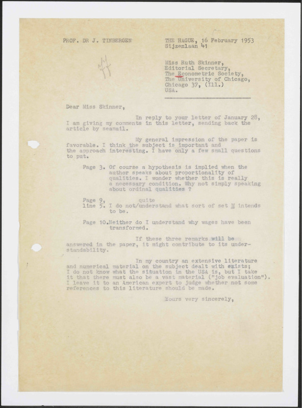Letter to Ruth Skinner