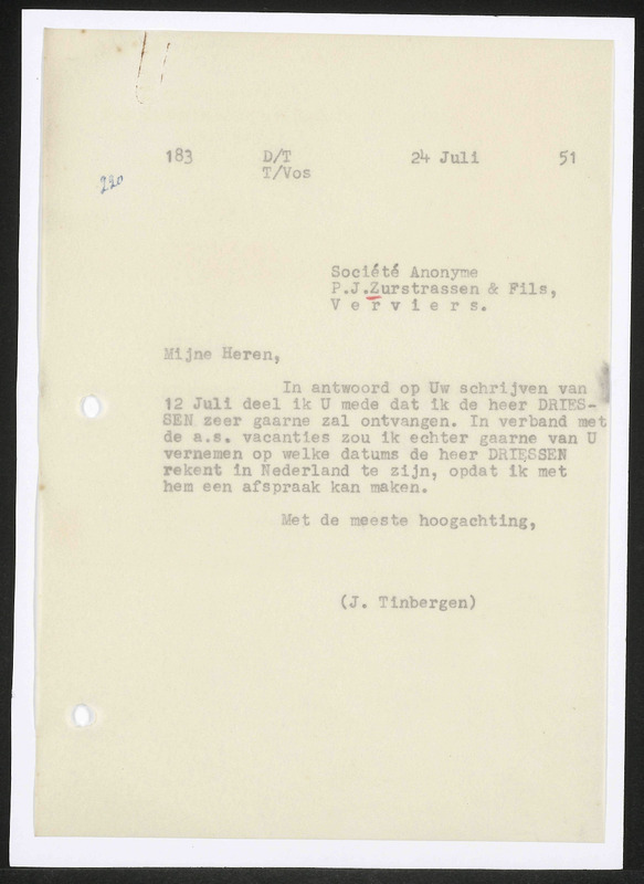 Letter to P.J. Zurstrassen