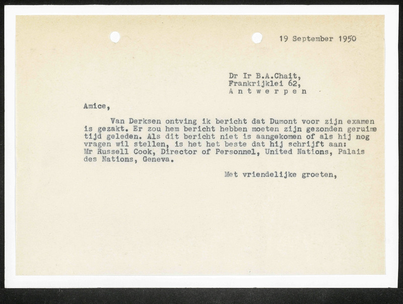Letter to B.A. Chait