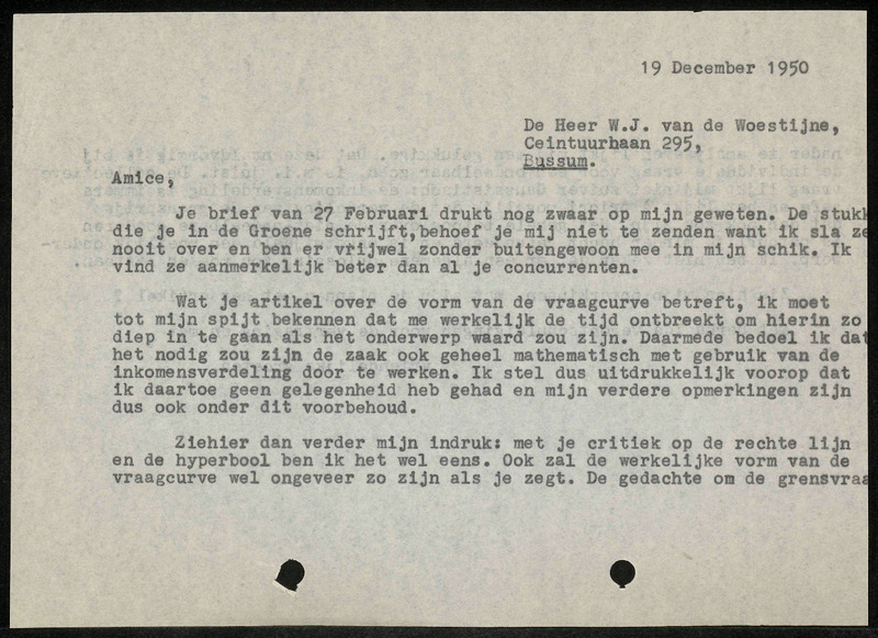 Letter to W.J. van de Woestijne