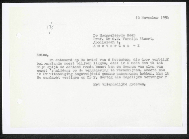 Letter to G.M. Verrijn Stuart