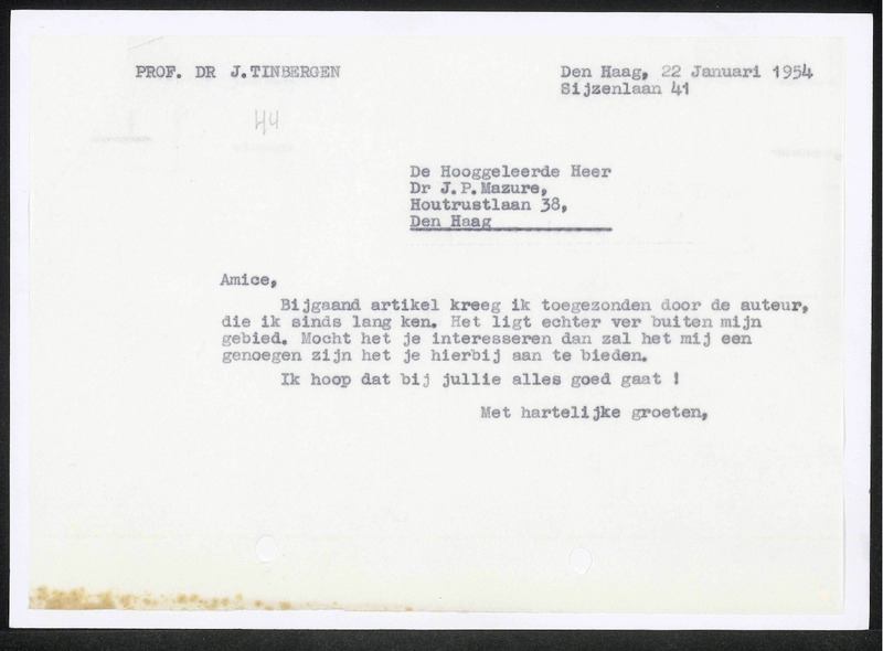 Letter to J.P. Mazure