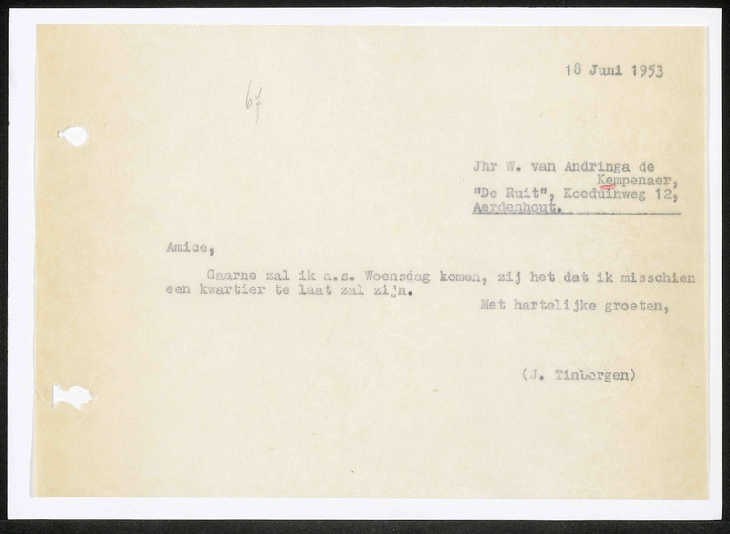 Letter to W. van Andringa de Kempenaer