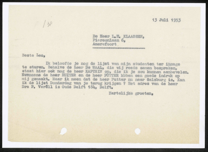 Letter to L.H. Klaassen