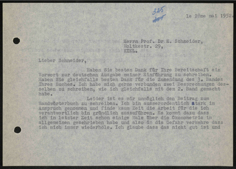 Letter to E. Schneider